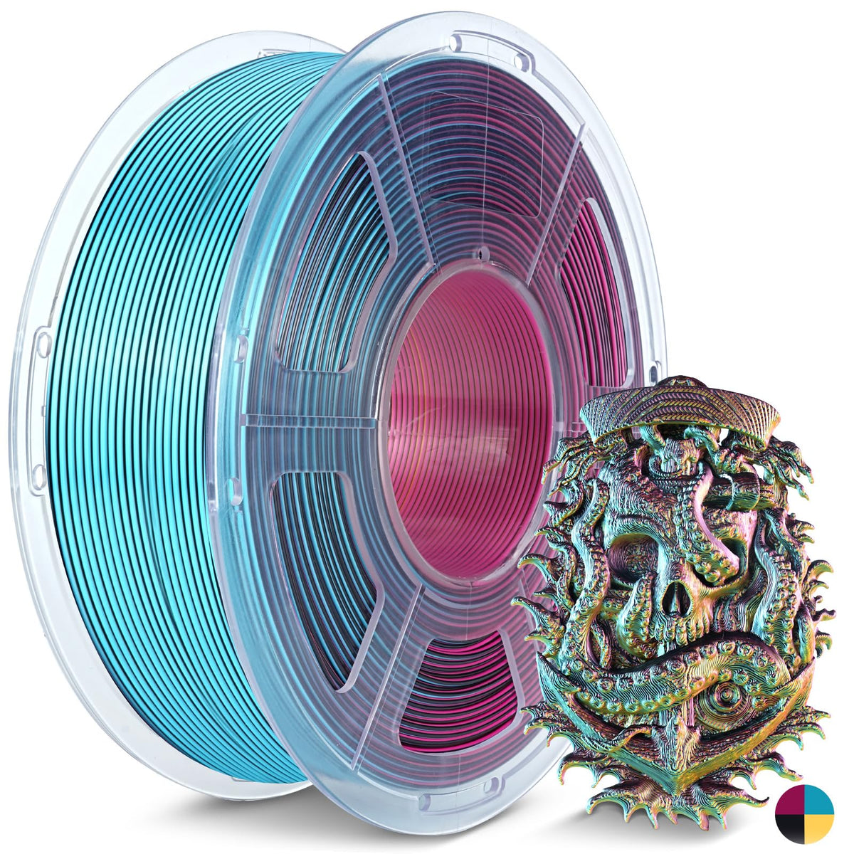 JAYO 3D Printer Filament Bundle, PLA Silk Filament Bundle Multicolor, Shiny Silk PLA Filament 1.75mm, Fast Color Change Rainbow, 250g Spool, 8 Rolls, 2kg in Total