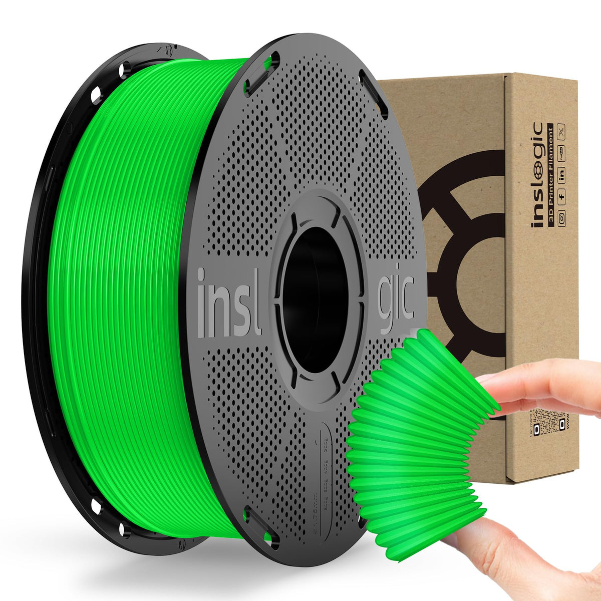 Inslogic PP Filament 1.75mm, Polypropylene 3D Printer Filament ±0.03mm, Semi-Flexible & Ultra Tough, Chemical-Resistant, Food-Contact Safe 3D Printing, 0.8kg Detachable Spool, Natural White