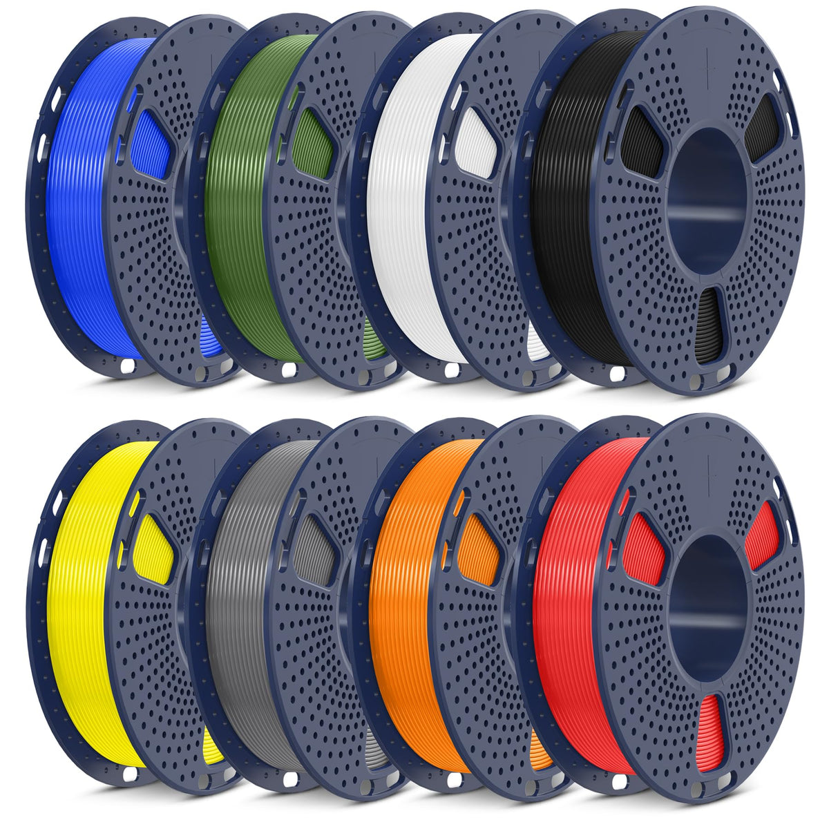 SUNLU PLA+2.0 3D Printer Filament Bundle, 4KG Upgrade PLA+ Filament 1.75mm, Tougher and Stronger, Dimensional Accuracy +/-0.02mm, 1KG per Spool, 4 Packs, 4KG Total, Black+White+Klein Blue+Red