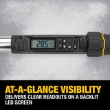 DEWALT Digital Torque Wrench, 1/2 inch Drive, 50-250 FT-LB, with Storage Case (DWMT17060)