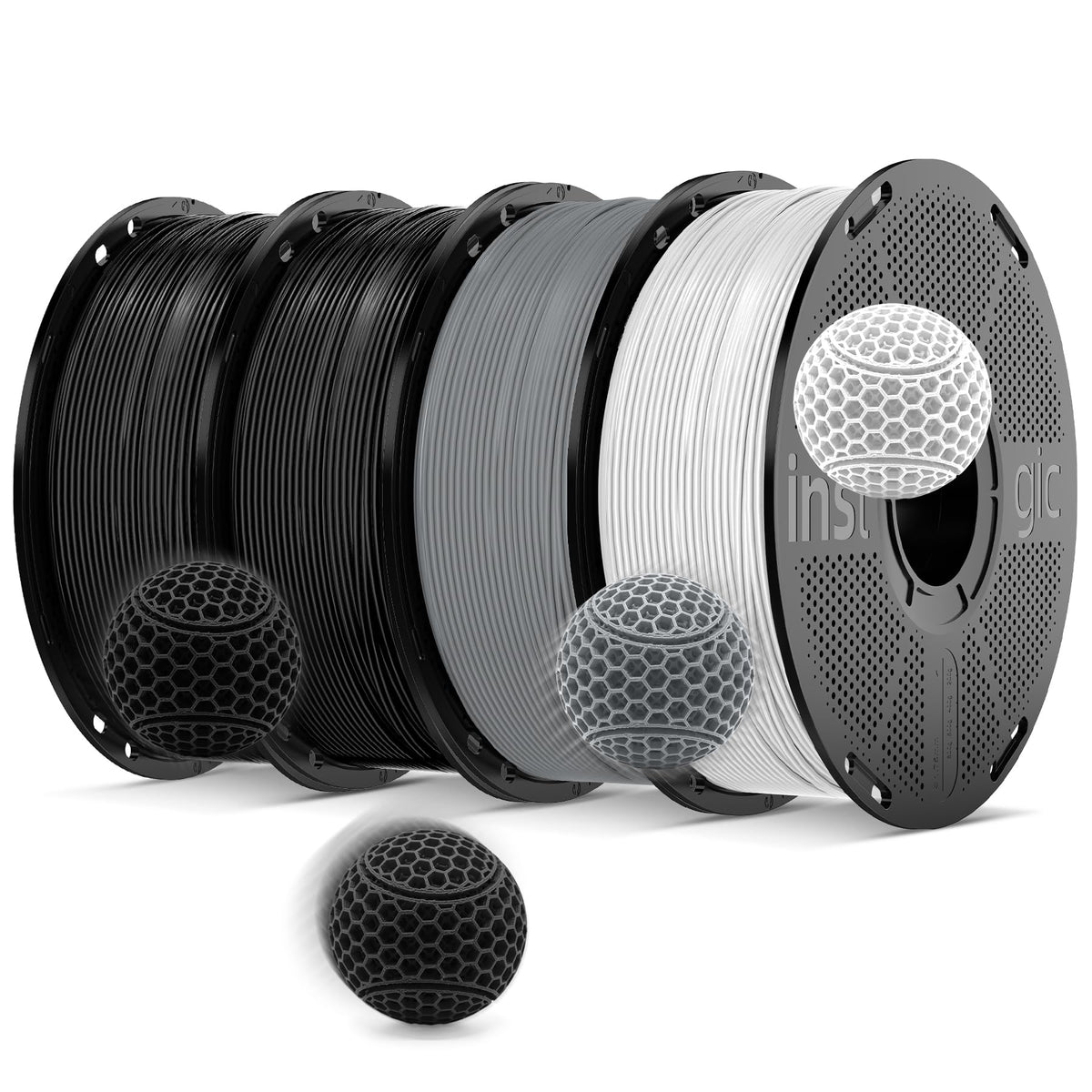 Inslogic PP Filament 1.75mm, Polypropylene 3D Printer Filament ±0.03mm, Semi-Flexible & Ultra Tough, Chemical-Resistant, Food-Contact Safe 3D Printing, 0.8kg Detachable Spool, Natural White