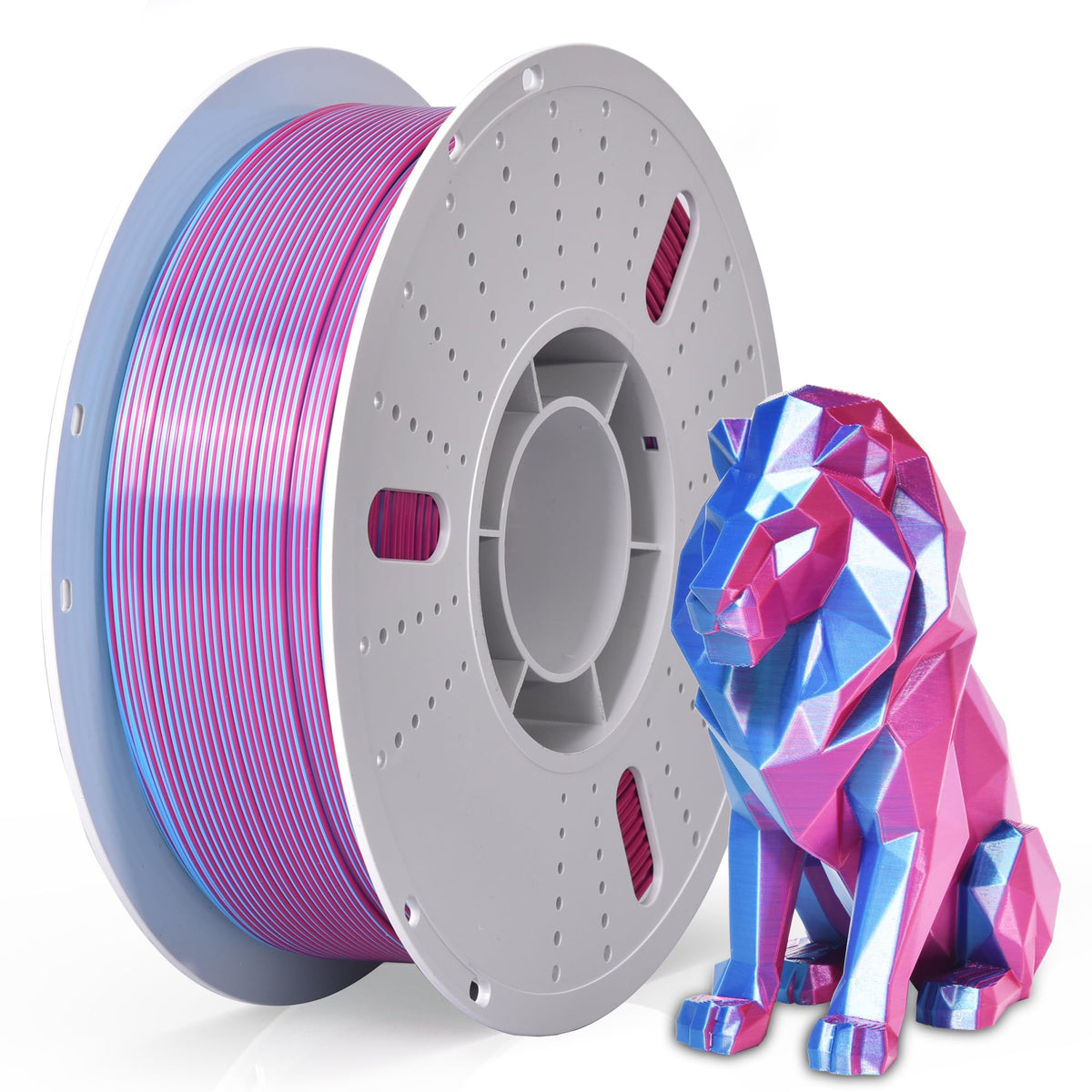 PINBALL Silk Rainbow PLA 3D Printer Filament 1.75mm Shiny Multi-Color Changing Filament 3D Printing PLA Filament Dimensional Accuracy +/- 0.02mm 500g*4 Silk Rainbow