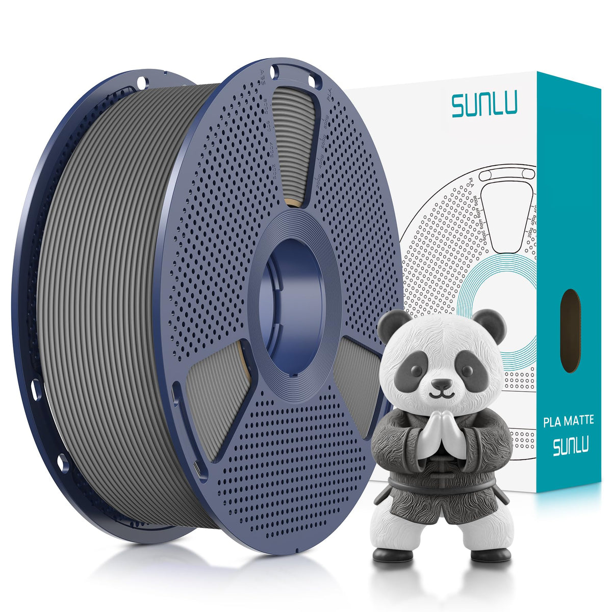 SUNLU 4KG 3D Printer Filament Bundle PLA Matte 1.75mm, Neatly Wound Filament with Matte Finish, Print with 99% FDM 3D Printers, 1kg Spool (2.2lbs), 4 Packs, Black*4