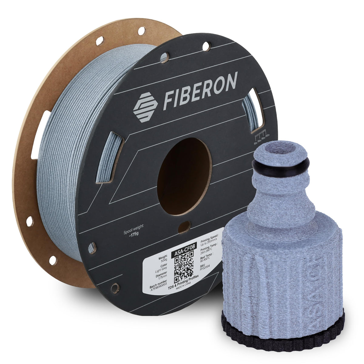 Polymaker Fiberon PA6-CF20 Carbon Fiber Nylon Filament 1.75mm Black 0.5kg, Fiberon PA6-CF20 Nylon Warp Free 1.75mm 3D Printing Filament