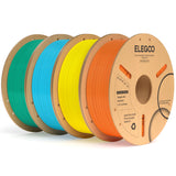 ELEGOO 250g PLA Plus Filament Bundle 1.75mm, 8 Colors 3D Printer Filaments Dimensional Accuracy +/- 0.02mm, 8 Pack 250g Spool, Black/White/Red/Dark Blue/Orange/Yellow/Sky Blue/Sea Green