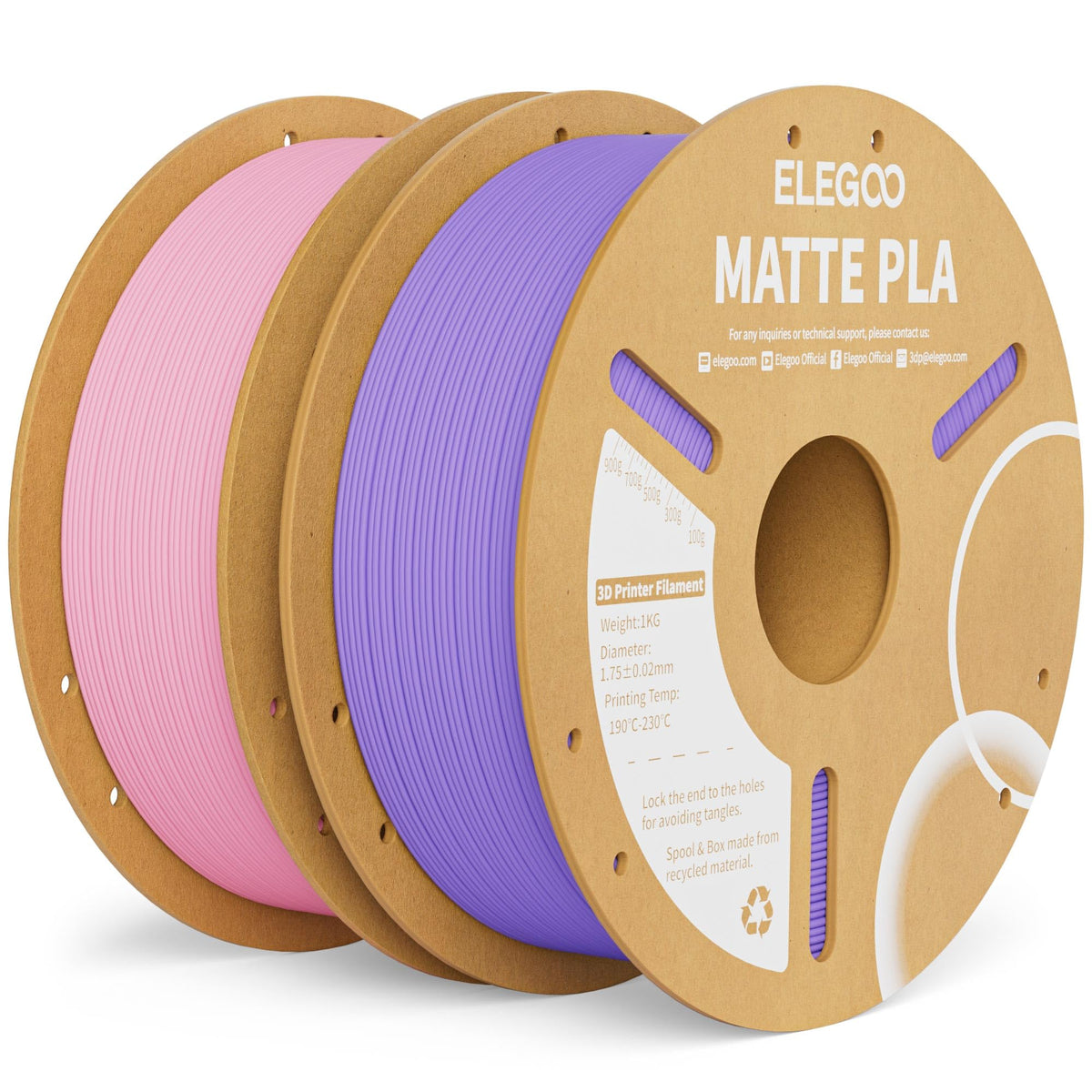 ELEGOO Matte PLA 3D Printer Filament Bundle 1.75mm, 8 Colors 250g Spool Dimensional Accuracy +/- 0.02mm, 8 Pack Multicolors Fits for Most FDM 3D Printers