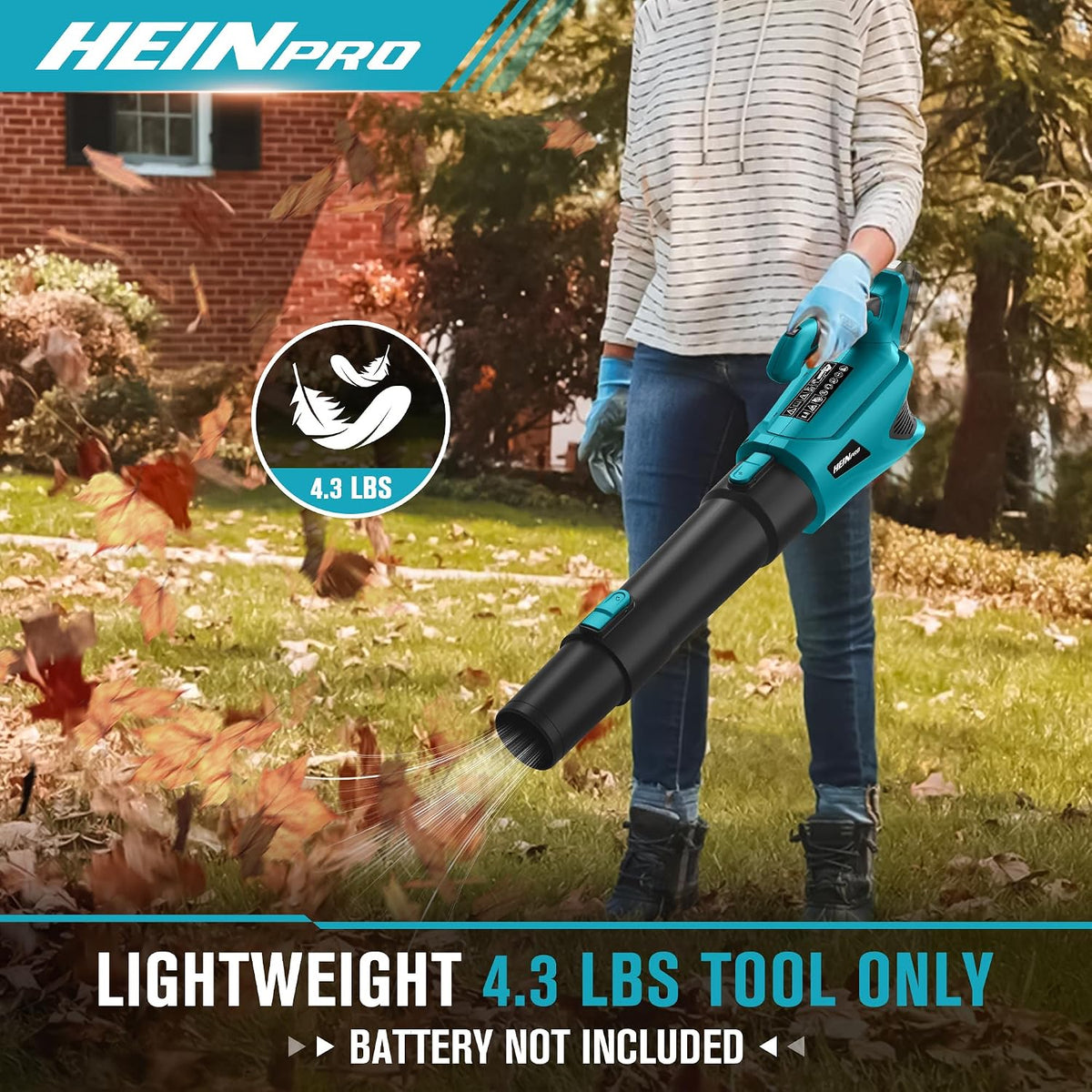 HEINPRO Cordless Leaf Blower Up to 500CFM Compatible with Makita 18V Battery (Tool Only), Electric Leaf Blower Cordless with 5 Speed Modes, Handheld Battery Powered Leaf Blowers for Lawn Care