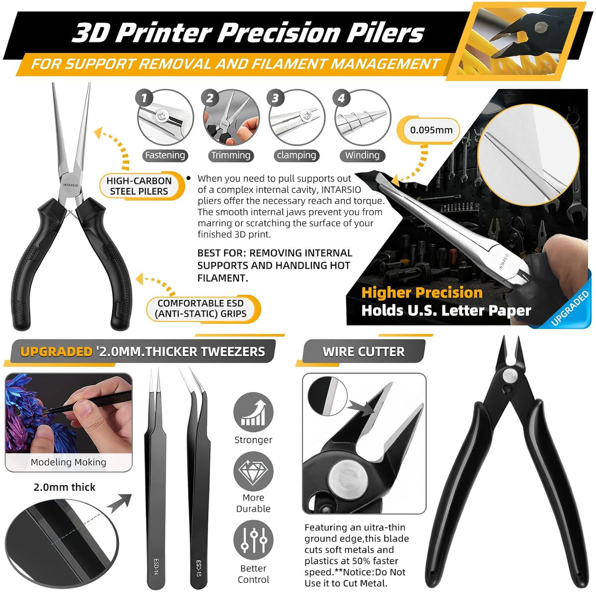 59pcs 3D Printer Tools Kit with Hard Case, 3D Printer Accessories incl Deburring Tool, Digital Caliper, Hygrometer, Nozzle Clog Poke, Pilers, Flush Cutter, for Bambu Lab, Ender 3, FDM/SLA Printers etc