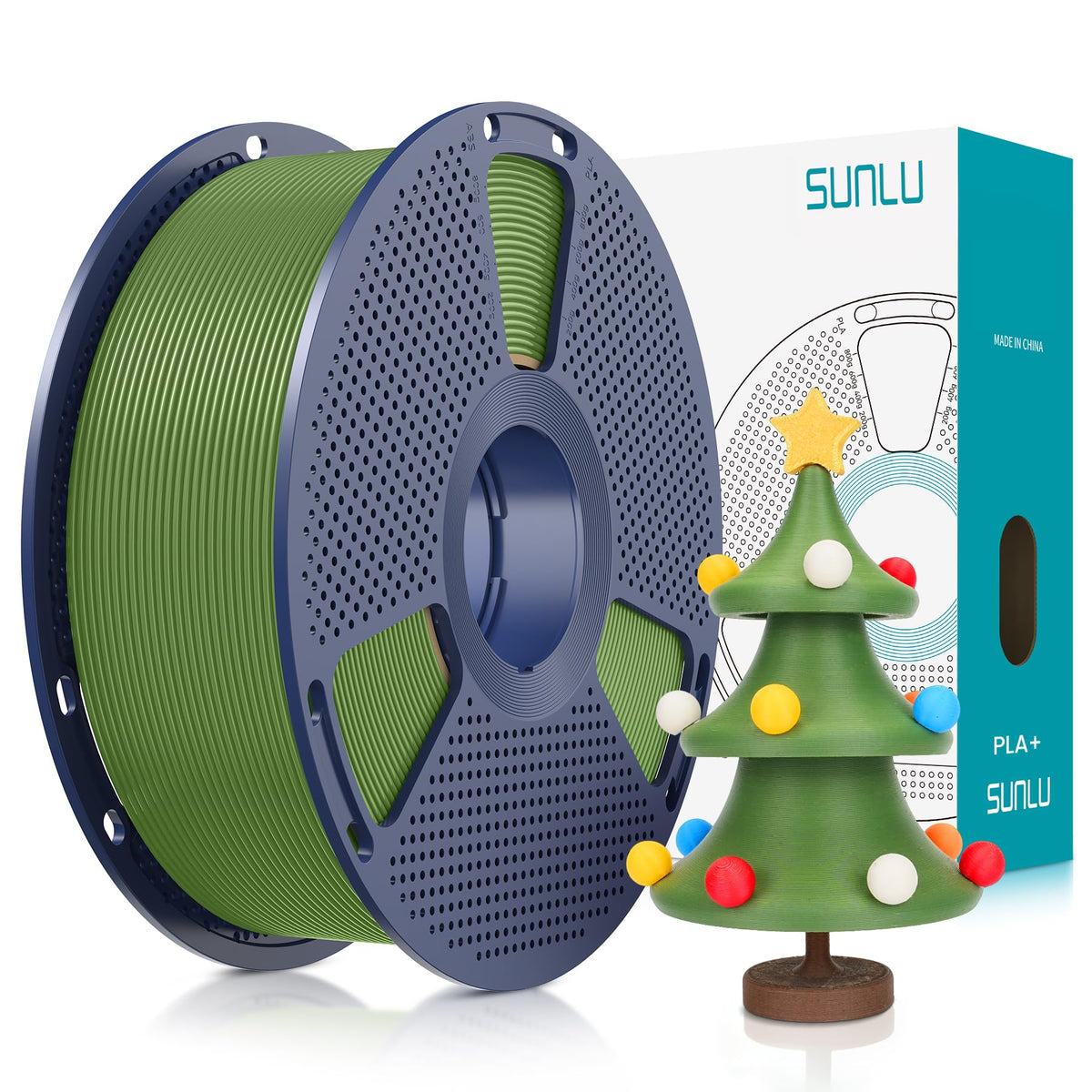 SUNLU 3D Printer Filament Bundle, PLA Plus Filament 10KG 1.75mm, Neatly Wound Filament for Most 3D Printer, 10 Colors, 1kg Spool, Black+White+Grey+Green+Blue+Grassgreen+Bluegrey+Pureyellow+Red+Orange