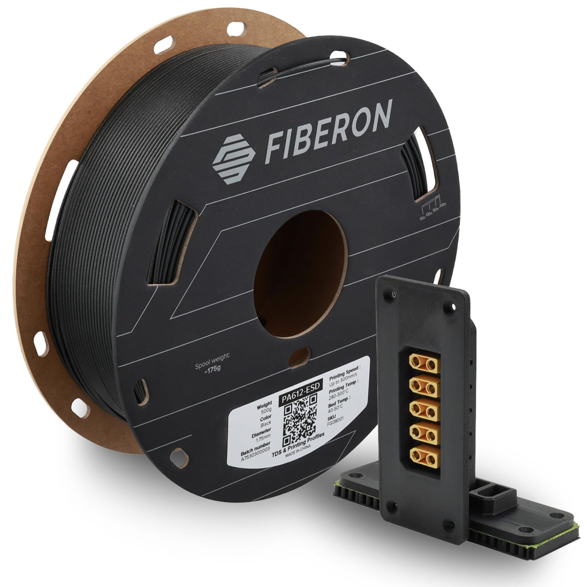 Polymaker Fiberon PA6-CF20 Carbon Fiber Nylon Filament 1.75mm Black 0.5kg, Fiberon PA6-CF20 Nylon Warp Free 1.75mm 3D Printing Filament
