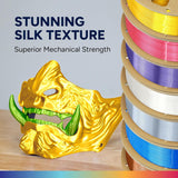 OVERTURE Silk PLA Filament Bundle, Clog-Free Shiny, Metallic Shine 3D Printer Filament, 1kg Spool * 4 Rolls(Silk Gold+Silk Silver+Silk Coppe+Silk Blue-Silver)