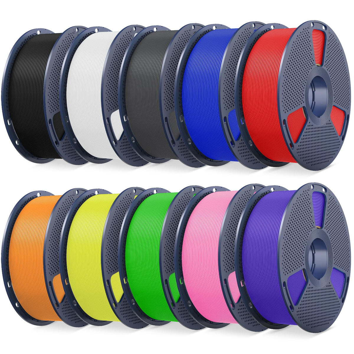 SUNLU High Speed PLA Filament Mini Pack, 30mm/s - 600mm/s Print Range, High Flow Speedy 3D Printer PLA Filament Bundle, 250g/Spool, Black+White+Green+Blue+Red+Orange+Yellow+Pink
