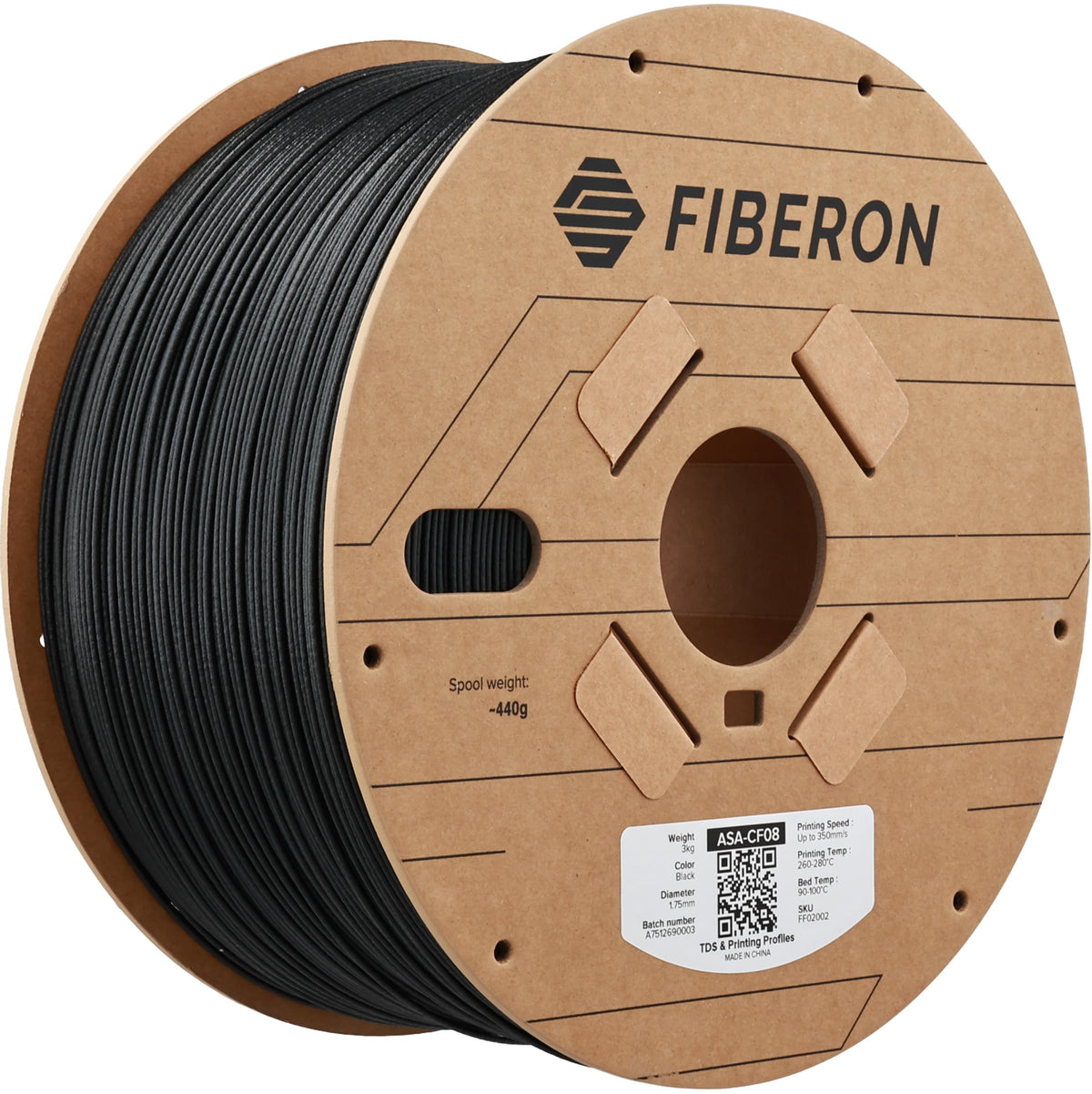 Polymaker Fiberon PA6-CF20 Carbon Fiber Nylon Filament 1.75mm Black 0.5kg, Fiberon PA6-CF20 Nylon Warp Free 1.75mm 3D Printing Filament