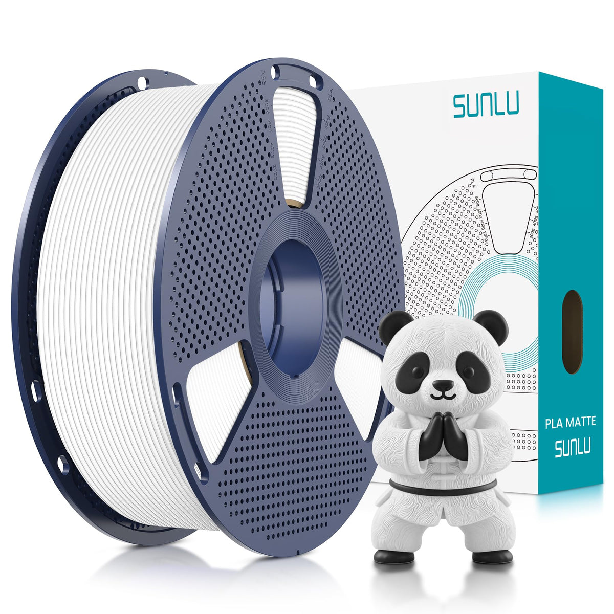 SUNLU 4KG 3D Printer Filament Bundle PLA Matte 1.75mm, Neatly Wound Filament with Matte Finish, Print with 99% FDM 3D Printers, 1kg Spool (2.2lbs), 4 Packs, Black*4
