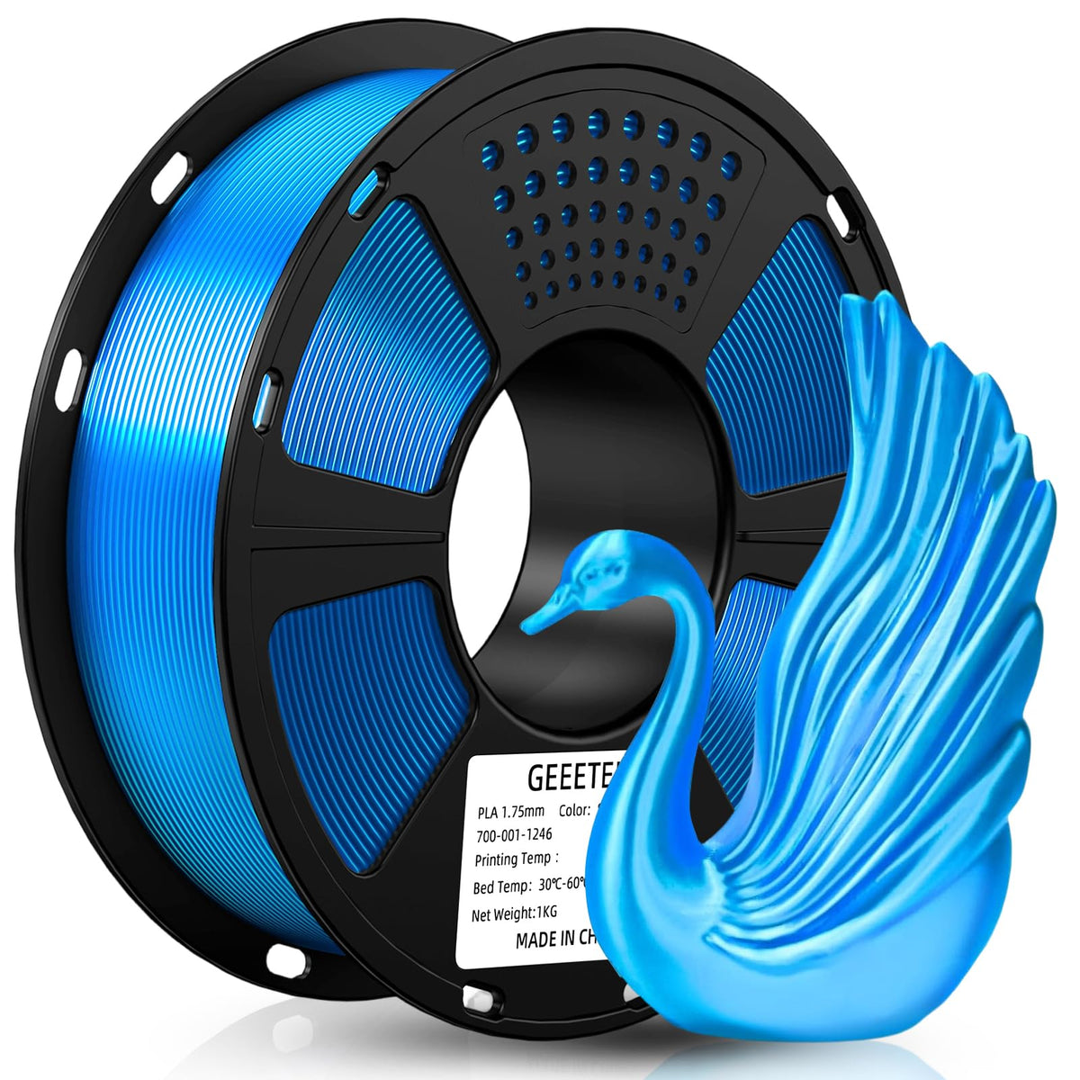 GEEETECH 6KG 3D Printer Filament Bundle - Black PLA Filament 1.75mm ±0.02mm (6 Spools, 1KG Each) - High Precision, Low Warping, 3D Printing Filament Fits Most FDM 3D Printers