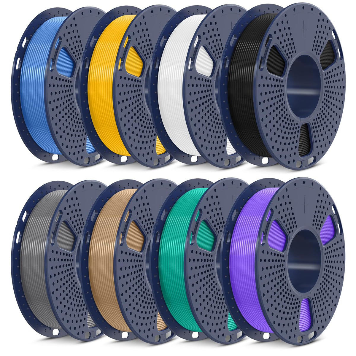 SUNLU 250g PLA Filament 1.75mm Bundle,3D Printer Filament Bundle Multicolor, Neatly Wound PLA Filament, Individually Vacuum Packed,250g Spool,8 Rolls,Black+White+Grey+Transparent+Red+Blue+Orange+Green