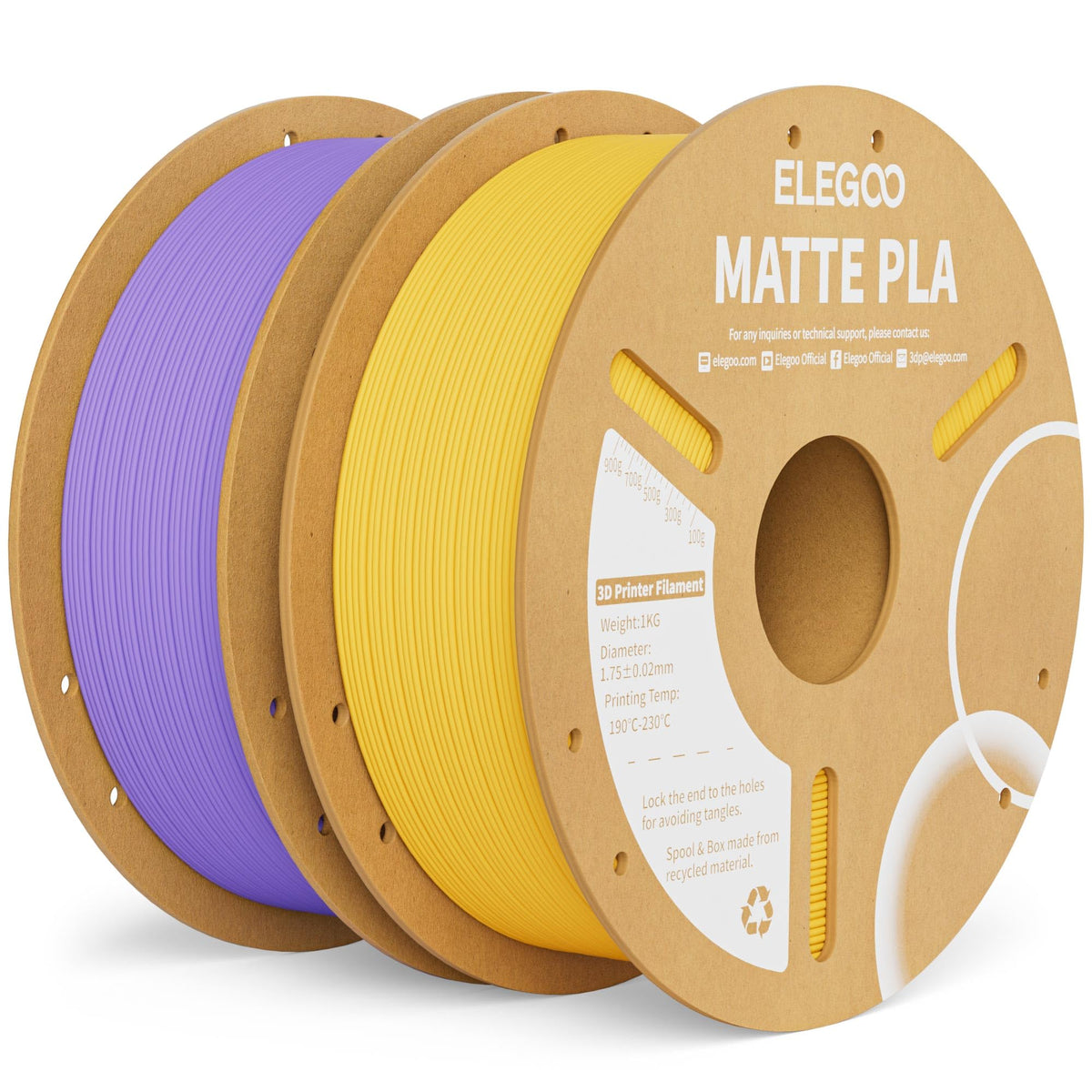 ELEGOO Matte PLA 3D Printer Filament Bundle 1.75mm, 8 Colors 250g Spool Dimensional Accuracy +/- 0.02mm, 8 Pack Multicolors Fits for Most FDM 3D Printers