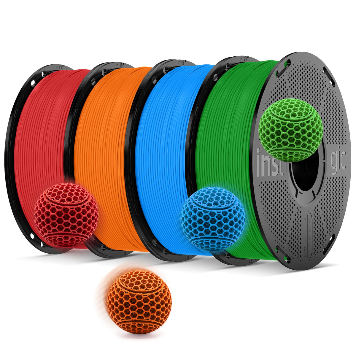 Inslogic PP Filament 1.75mm, Polypropylene 3D Printer Filament ±0.03mm, Semi-Flexible & Ultra Tough, Chemical-Resistant, Food-Contact Safe 3D Printing, 0.8kg Detachable Spool, Natural White