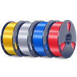 SUNLU 3D Printer Filament Bundle PLA Filament 1.75mm, Individually Vacuum Packed, 0.25kg per Spool, 2kg in Total, 8 Pack, Black+Bone White+Grey+Brown+Red+Blue+Olive Green+Wood