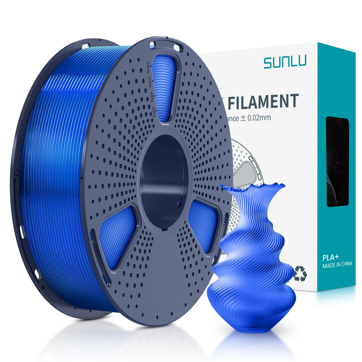 SUNLU 3D Printer Filament Bundle, PLA Plus Filament 10KG 1.75mm, Neatly Wound Filament for Most 3D Printer, 10 Colors, 1kg Spool, Black+White+Grey+Green+Blue+Grassgreen+Bluegrey+Pureyellow+Red+Orange