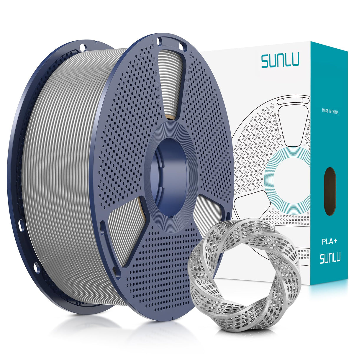 SUNLU 3D Printer Filament Bundle, PLA Plus Filament 10KG 1.75mm, Neatly Wound Filament for Most 3D Printer, 10 Colors, 1kg Spool, Black+White+Grey+Green+Blue+Grassgreen+Bluegrey+Pureyellow+Red+Orange