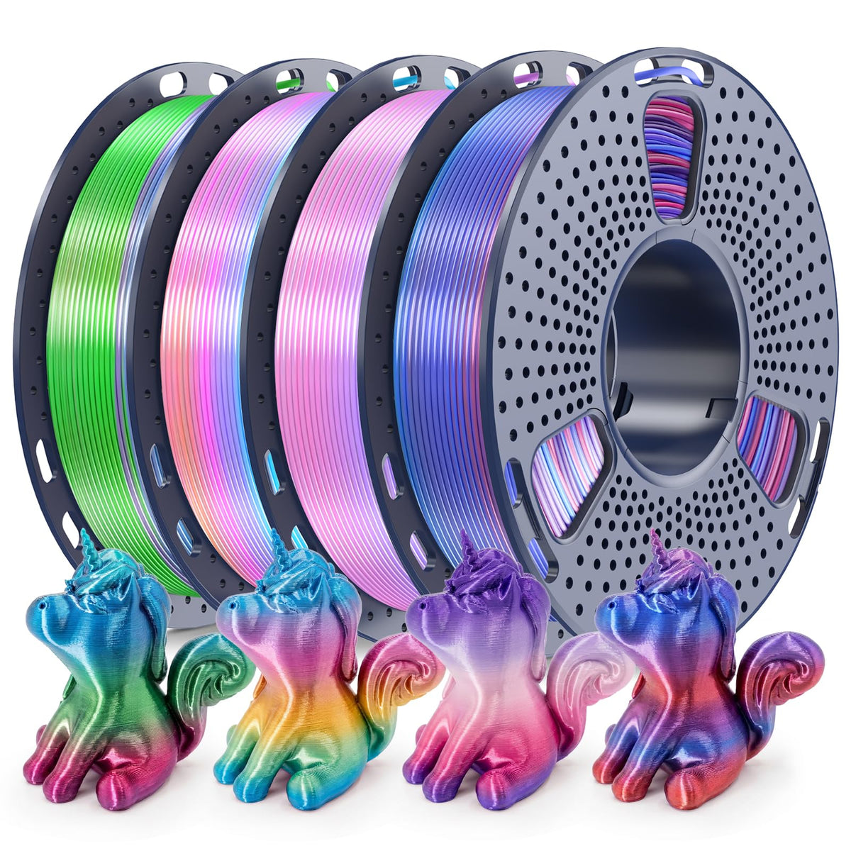 250g PLA Filament 1.75mm Bundle, SUNLU 3D Printer Filament Neatly Wound, Individually Vacuum Packed, 250g Spool, 8 Rolls, White+Red+Orange+Yellow+Green+Blue+Cyan+Purple