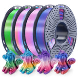 250g PLA Filament 1.75mm Bundle, SUNLU 3D Printer Filament Neatly Wound, Individually Vacuum Packed, 250g Spool, 8 Rolls, White+Red+Orange+Yellow+Green+Blue+Cyan+Purple