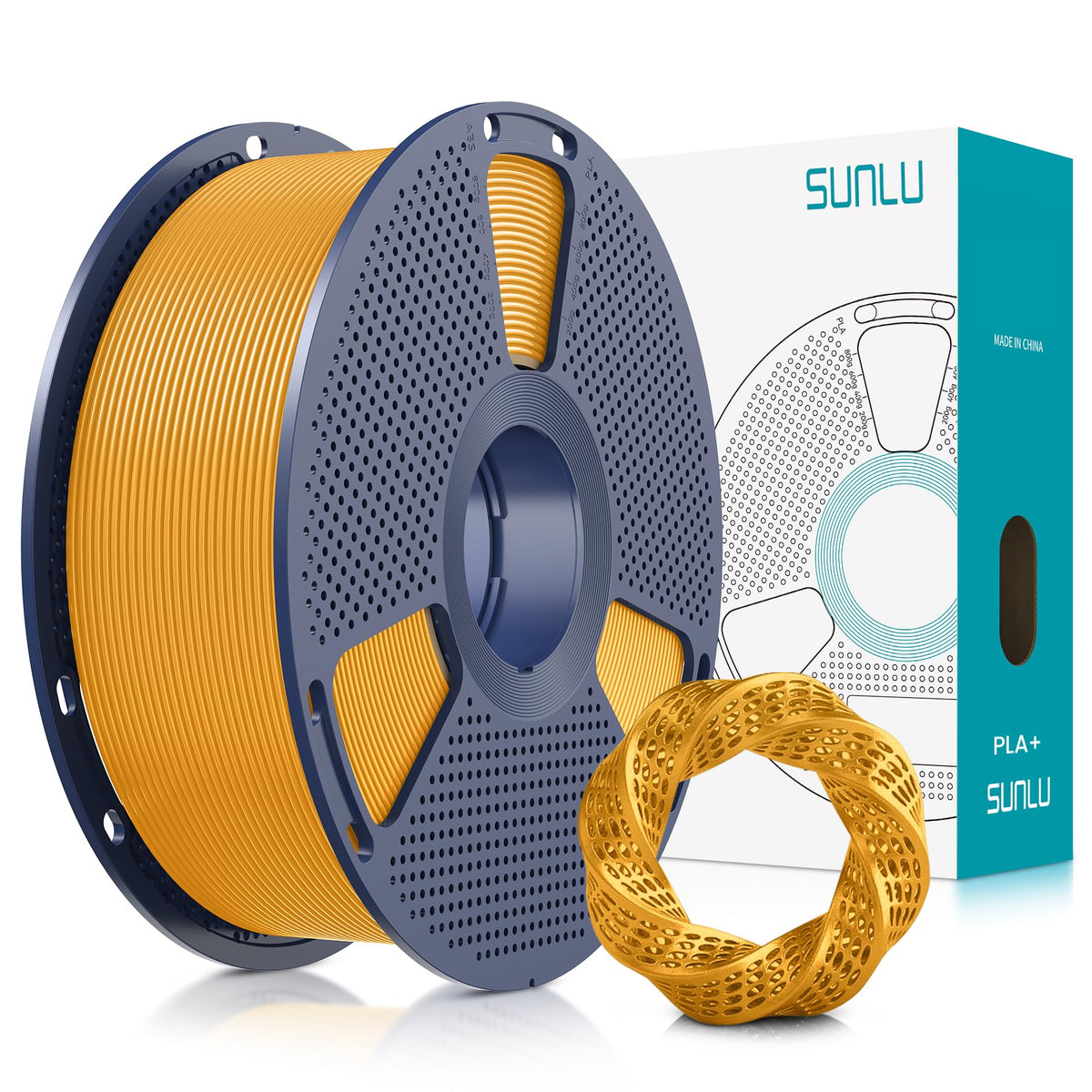 SUNLU 3D Printer Filament Bundle, PLA Plus Filament 10KG 1.75mm, Neatly Wound Filament for Most 3D Printer, 10 Colors, 1kg Spool, Black+White+Grey+Green+Blue+Grassgreen+Bluegrey+Pureyellow+Red+Orange