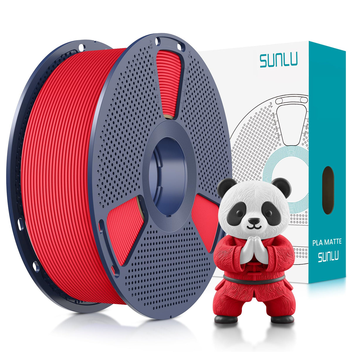 SUNLU 4KG 3D Printer Filament Bundle PLA Matte 1.75mm, Neatly Wound Filament with Matte Finish, Print with 99% FDM 3D Printers, 1kg Spool (2.2lbs), 4 Packs, Black*4