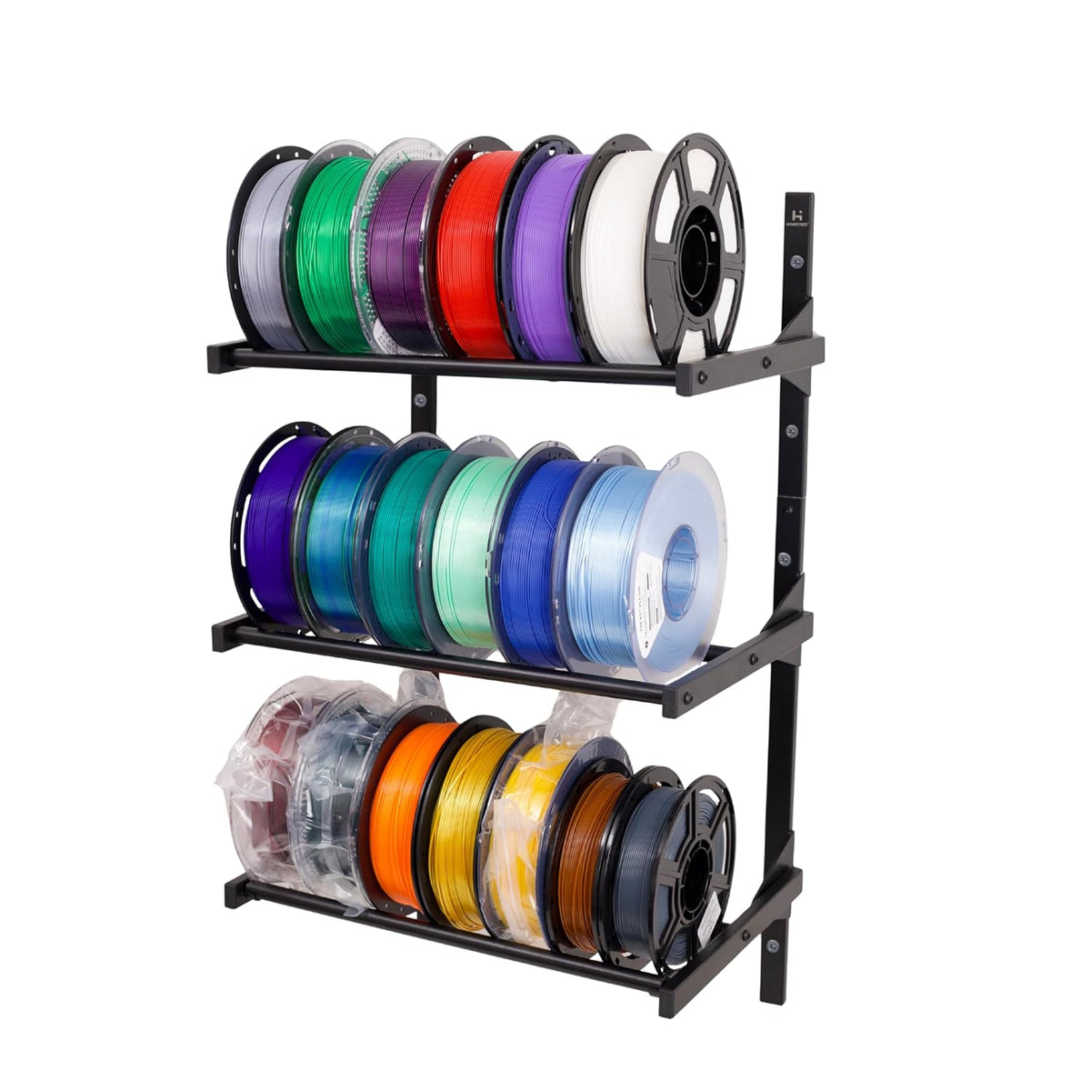 3D Printer Filament Storage Rack, Studio,Office Workshop 3-Tier Wall-Mounted Space Saving Holder, Modular Metal Spool Shelf Organizer, for PLA/ABS/TPU Rolls
