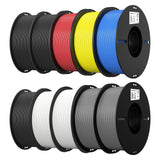 Creality 3D Printer Filament 1.75mm 4KG, PLA Filament Bulk +/- 0.02mm, 4 Pack 1kg Spool(2.2lbs) 3D Printing Filament Fits for Most FDM 3D Printers, Black White Blue Red