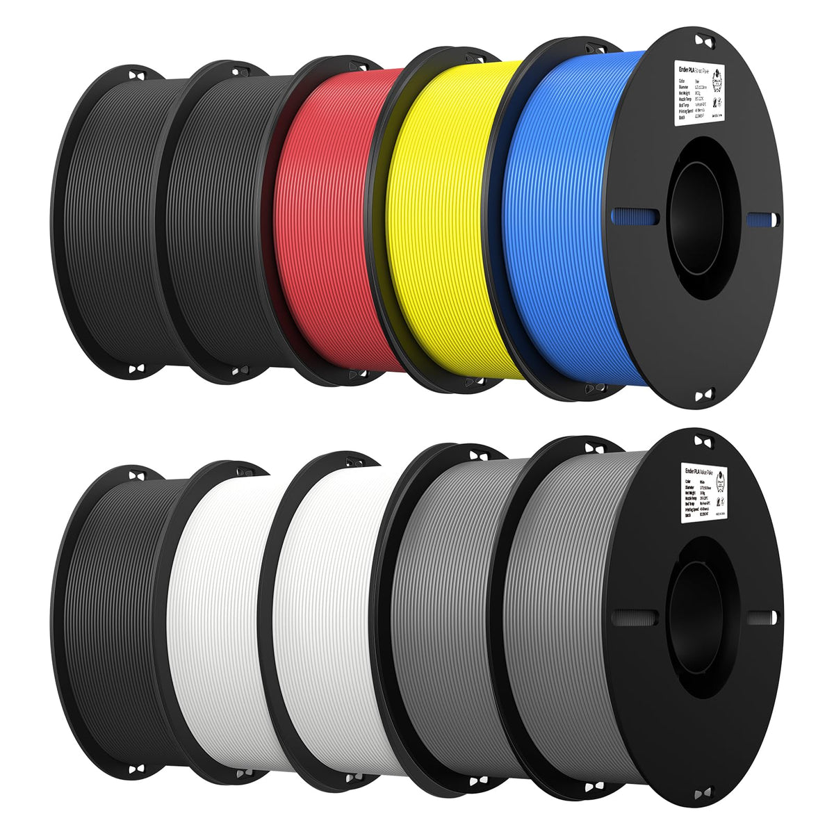 Creality 3D Printer Filament 1.75mm 4KG, PLA Filament Bulk +/- 0.02mm, 4 Pack 1kg Spool(2.2lbs) 3D Printing Filament Fits for Most FDM 3D Printers, Black White Blue Red