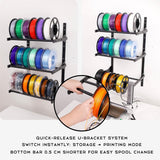 3D Printer Filament Storage Rack, Studio,Office Workshop 3-Tier Wall-Mounted Space Saving Holder, Modular Metal Spool Shelf Organizer, for PLA/ABS/TPU Rolls