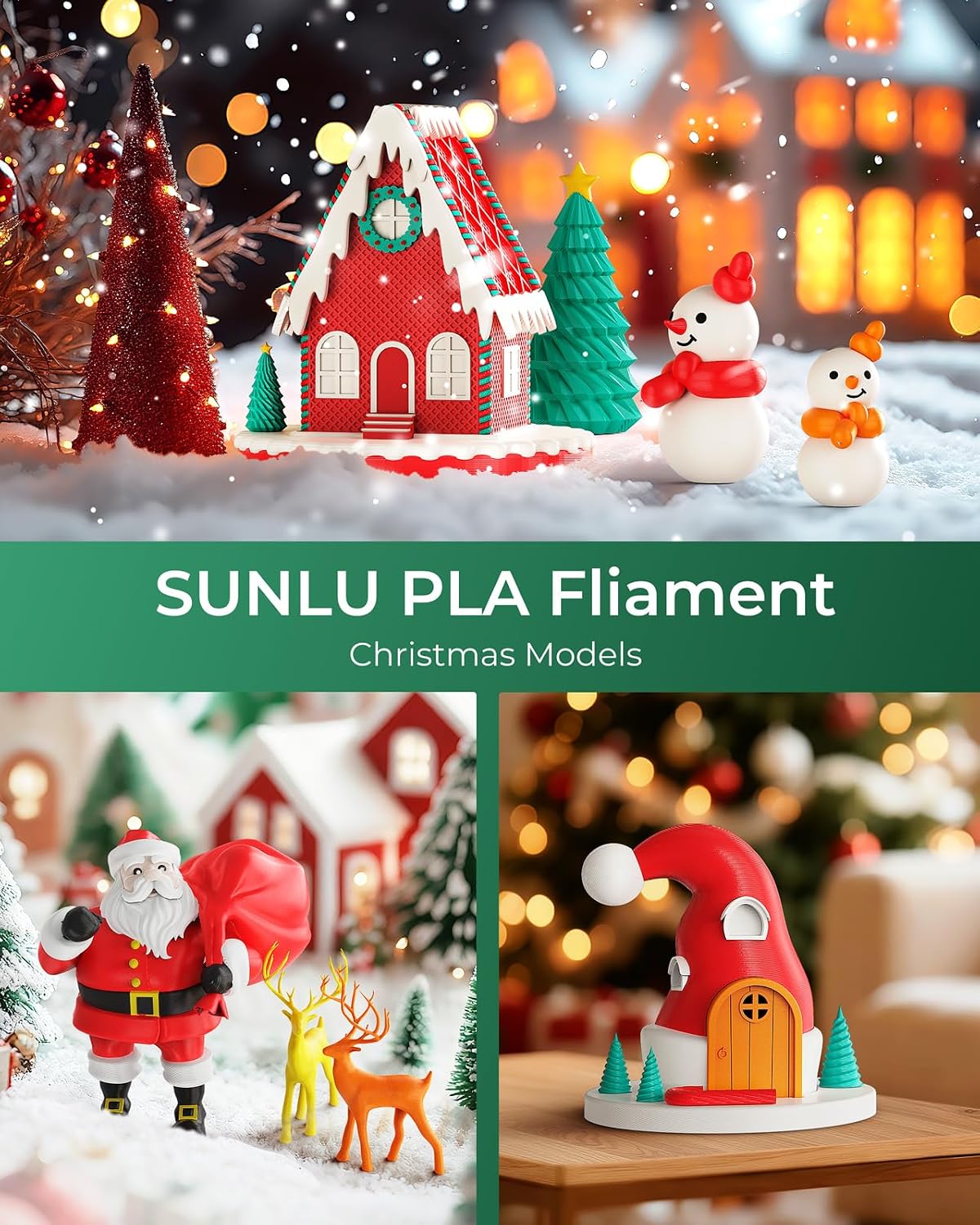 250g PLA Filament 1.75mm Bundle, SUNLU 3D Printer Filament Neatly Wound, Individually Vacuum Packed, 250g Spool, 8 Rolls, White+Red+Orange+Yellow+Green+Blue+Cyan+Purple