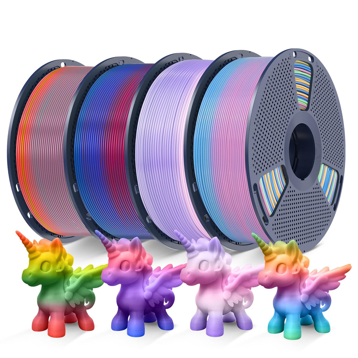 SUNLU 16 Color PLA Filament Bundle Multicolor, PLA 3D Printer Filament 1.75mm, Individually Vacuum Packed, 0.25kg per Spool, 4kg in Total, 16 Pack. (4 Transparent Color and 12 Regular Solid Color)