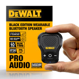 DEWALT Wearable Bluetooth Speaker (Updated Version), Clip-On Wireless Jobsite Pro Water-Resistant Portable Speaker (Non-Magnetic), Built-in Mic for Hands-Free Music/Calls, Bluetooth Speaker (Yellow)