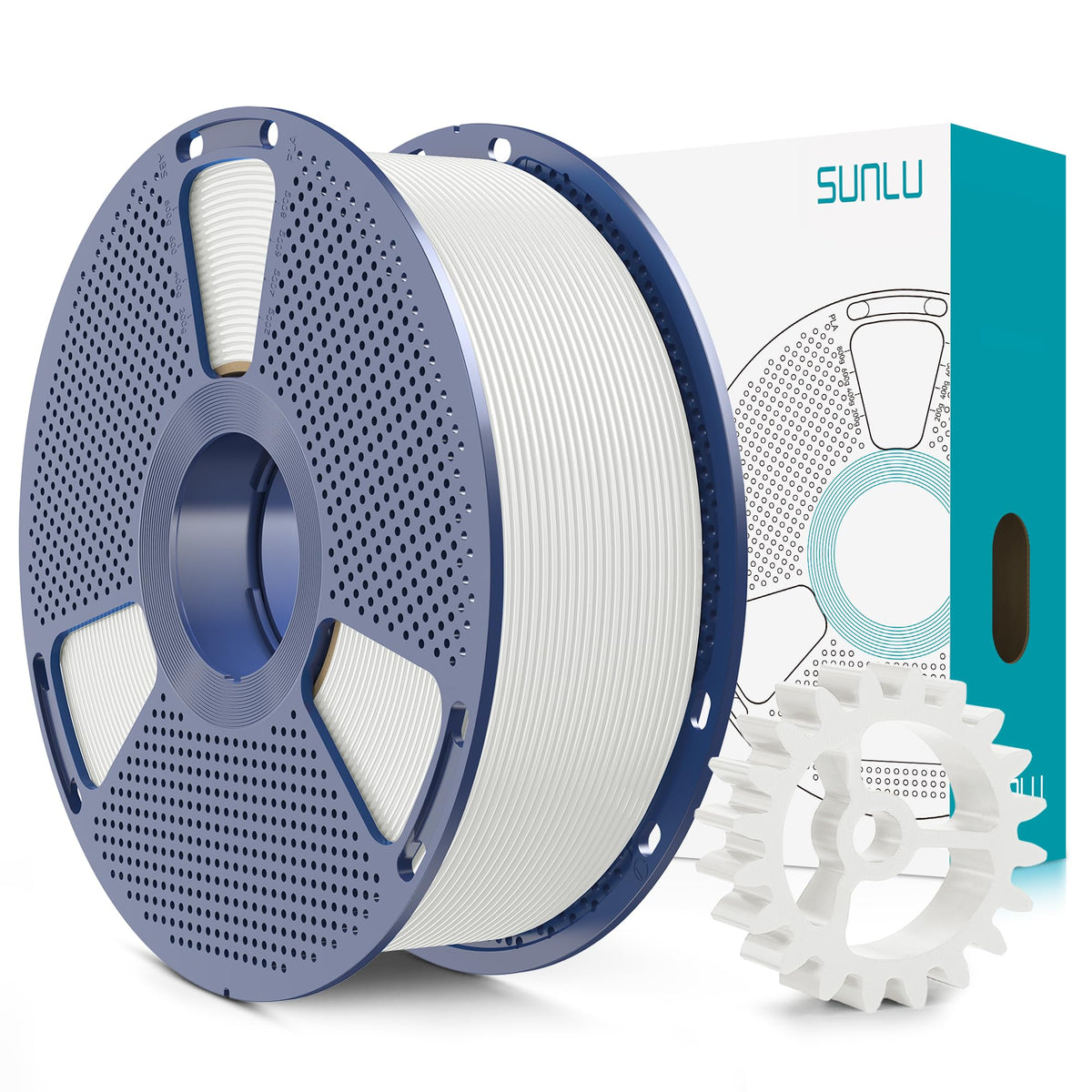SUNLU PLA+2.0 3D Printer Filament Bundle, 4KG Upgrade PLA+ Filament 1.75mm, Tougher and Stronger, Dimensional Accuracy +/-0.02mm, 1KG per Spool, 4 Packs, 4KG Total, Black+White+Klein Blue+Red