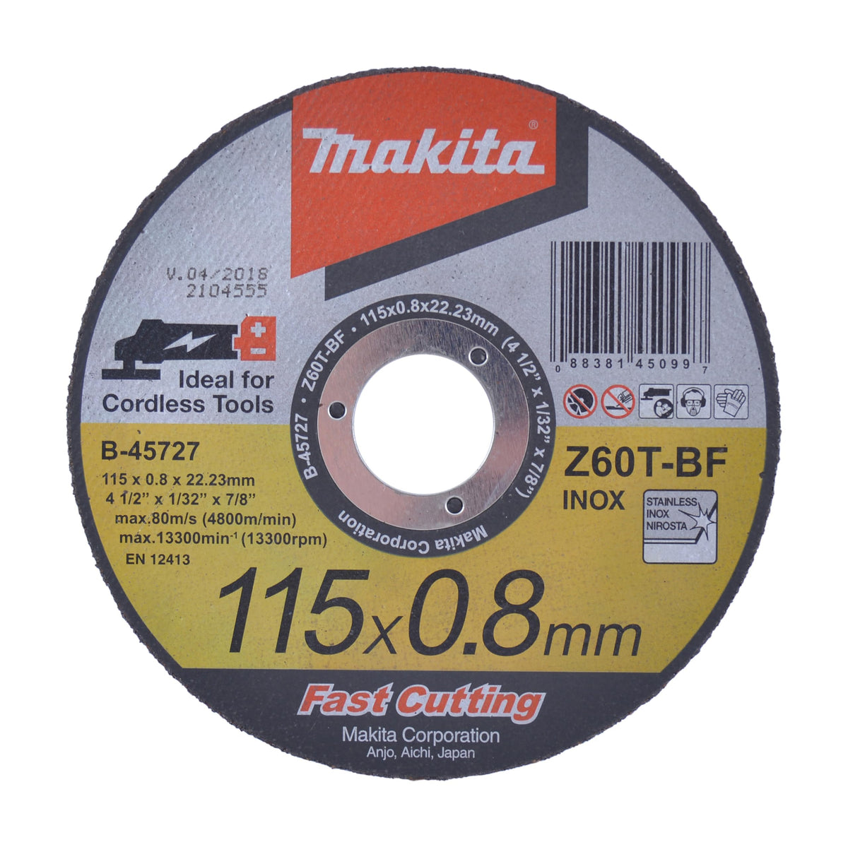Makita B-46165-25 5" x .032" x 7/8" Ultra Thin Cut-Off Wheel (25 Pack), Stainless