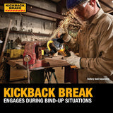 DEWALT 20V MAX* Angle Grinder Tool Cordless Brushless, 4 1/2 Inch, with Paddle Switch and Kickback Brake, Tool Only (DCG413B)
