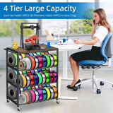 3D Printer Filament Storage - 3D Printer Holder Rack Cart Rolling Heavy Duty Printer Table, Filament Spools Organizer Stand with Wheels for 3D Printer Filaments ABS/PLA/TPU/Nylon Accessories