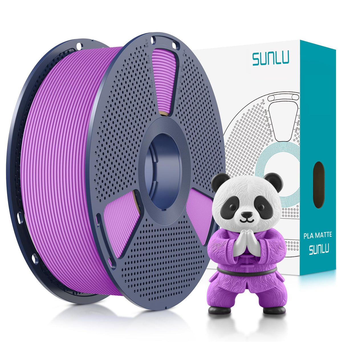 SUNLU 4KG 3D Printer Filament Bundle PLA Matte 1.75mm, Neatly Wound Filament with Matte Finish, Print with 99% FDM 3D Printers, 1kg Spool (2.2lbs), 4 Packs, Black*4
