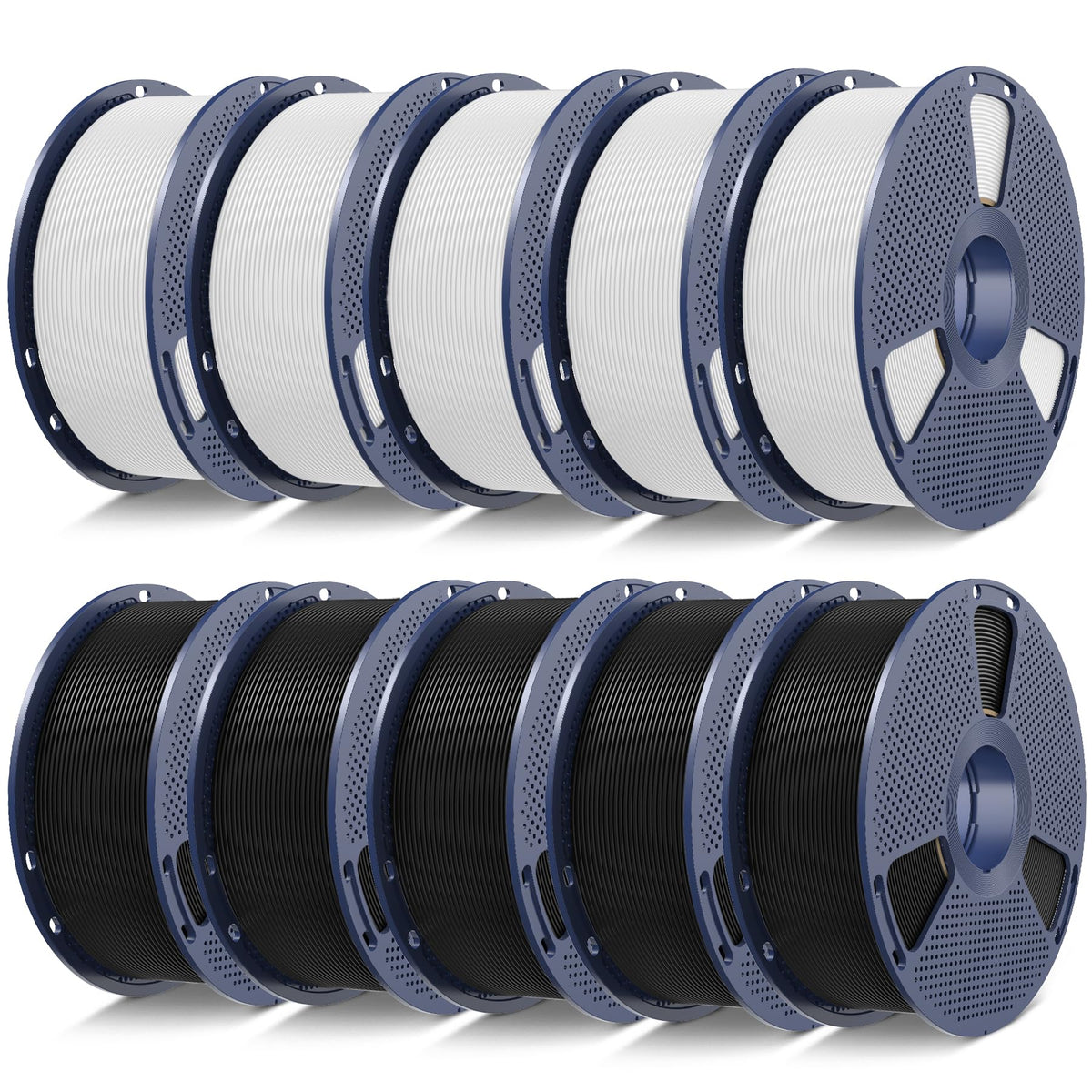 SUNLU 3D Printer Filament 10kg Bundle, Neatly Wound PLA Filament 1.75mm ±0.02mm, Individually Vacuum-Sealed,1kg per Spool, 10 Pack, (5 spools of Black and 5 spools of White)