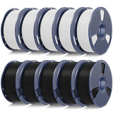 SUNLU 3D Printer Filament 10kg Bundle, Neatly Wound PLA Filament 1.75mm ±0.02mm, Individually Vacuum-Sealed,1kg per Spool, 10 Pack, (5 spools of Black and 5 spools of White)