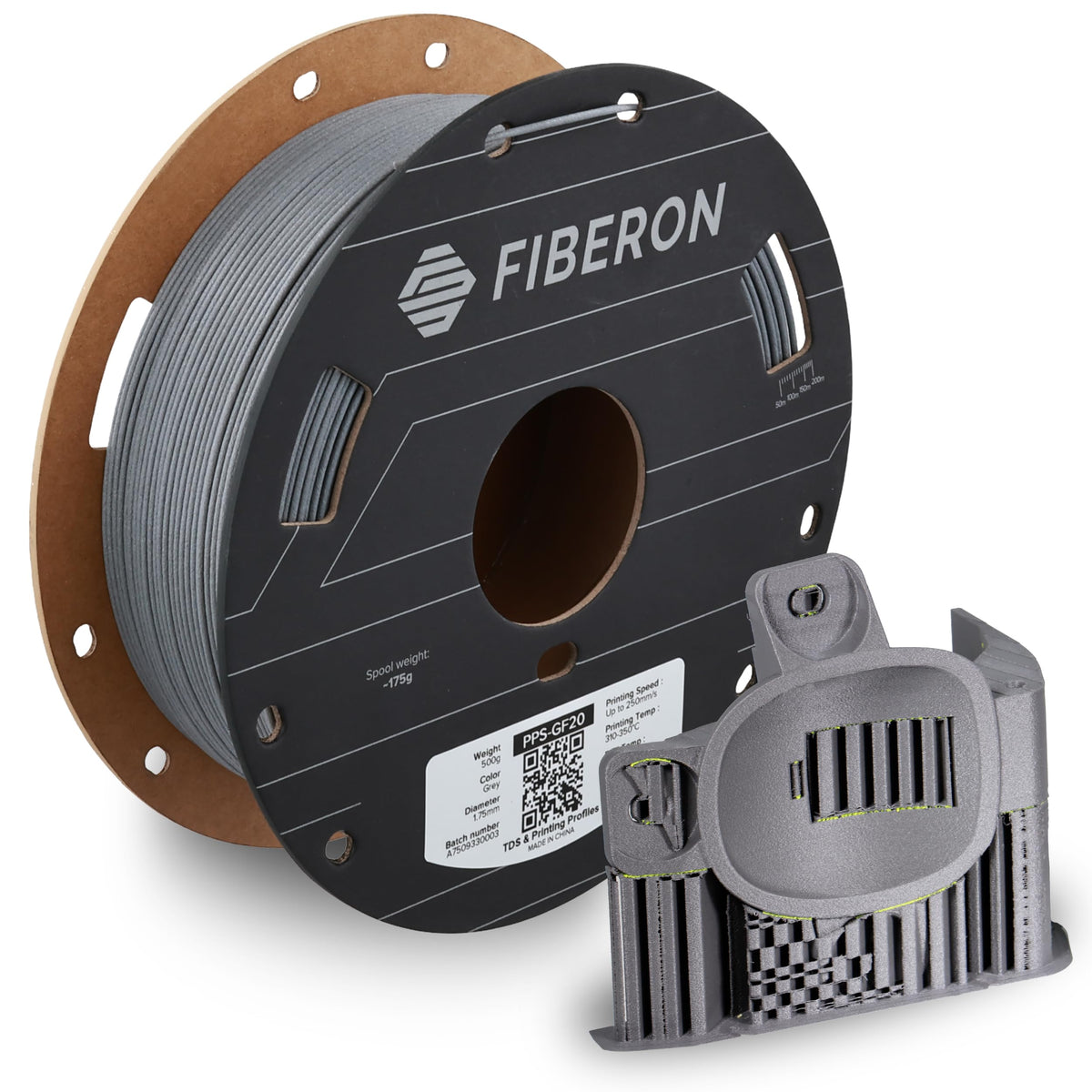 Polymaker Fiberon PA6-CF20 Carbon Fiber Nylon Filament 1.75mm Black 0.5kg, Fiberon PA6-CF20 Nylon Warp Free 1.75mm 3D Printing Filament