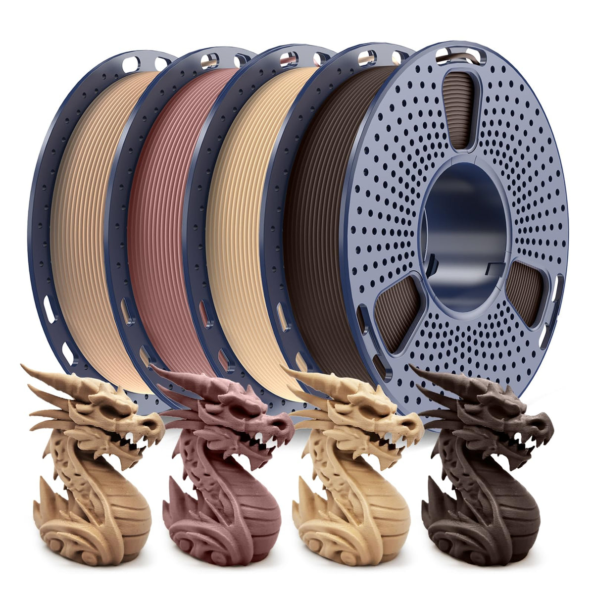 250g PLA Filament 1.75mm Bundle, SUNLU 3D Printer Filament Neatly Wound, Individually Vacuum Packed, 250g Spool, 8 Rolls, White+Red+Orange+Yellow+Green+Blue+Cyan+Purple