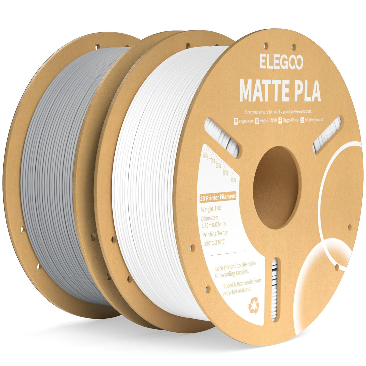 ELEGOO Matte PLA 3D Printer Filament Bundle 1.75mm, 8 Colors 250g Spool Dimensional Accuracy +/- 0.02mm, 8 Pack Multicolors Fits for Most FDM 3D Printers