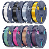SUNLU PLA Filament 1.75mm Bundle, 3D Printer Filament Bundle 250g, 8 Rolls, 2kg Total, Black+White+Grey+Transparent+Red+Klein Blue+Sunny Orange+Green