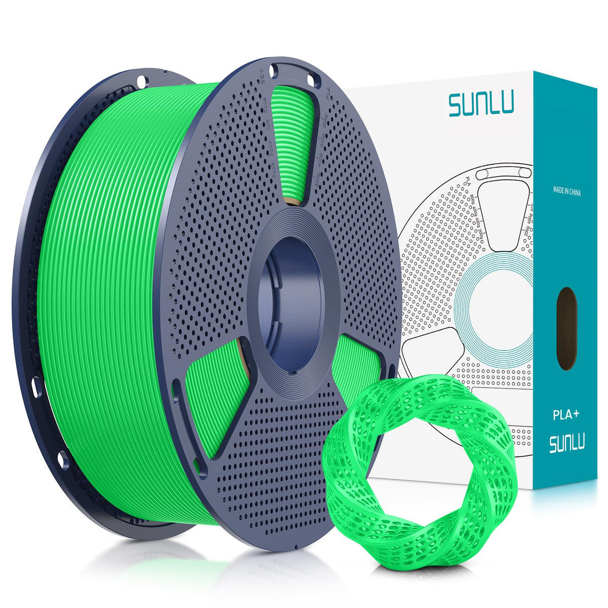 SUNLU 3D Printer Filament Bundle, PLA Plus Filament 10KG 1.75mm, Neatly Wound Filament for Most 3D Printer, 10 Colors, 1kg Spool, Black+White+Grey+Green+Blue+Grassgreen+Bluegrey+Pureyellow+Red+Orange