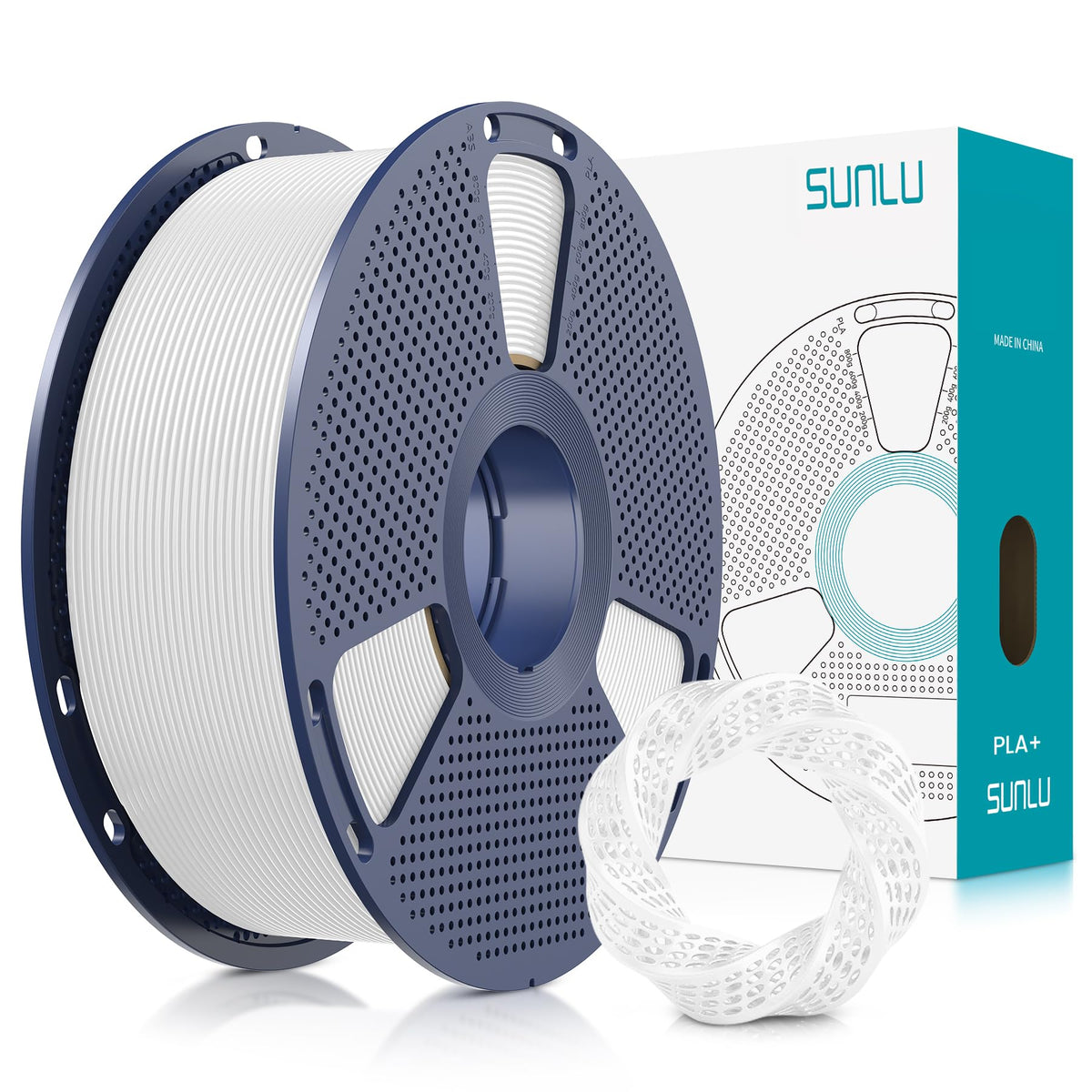 SUNLU 3D Printer Filament Bundle, PLA Plus Filament 10KG 1.75mm, Neatly Wound Filament for Most 3D Printer, 10 Colors, 1kg Spool, Black+White+Grey+Green+Blue+Grassgreen+Bluegrey+Pureyellow+Red+Orange