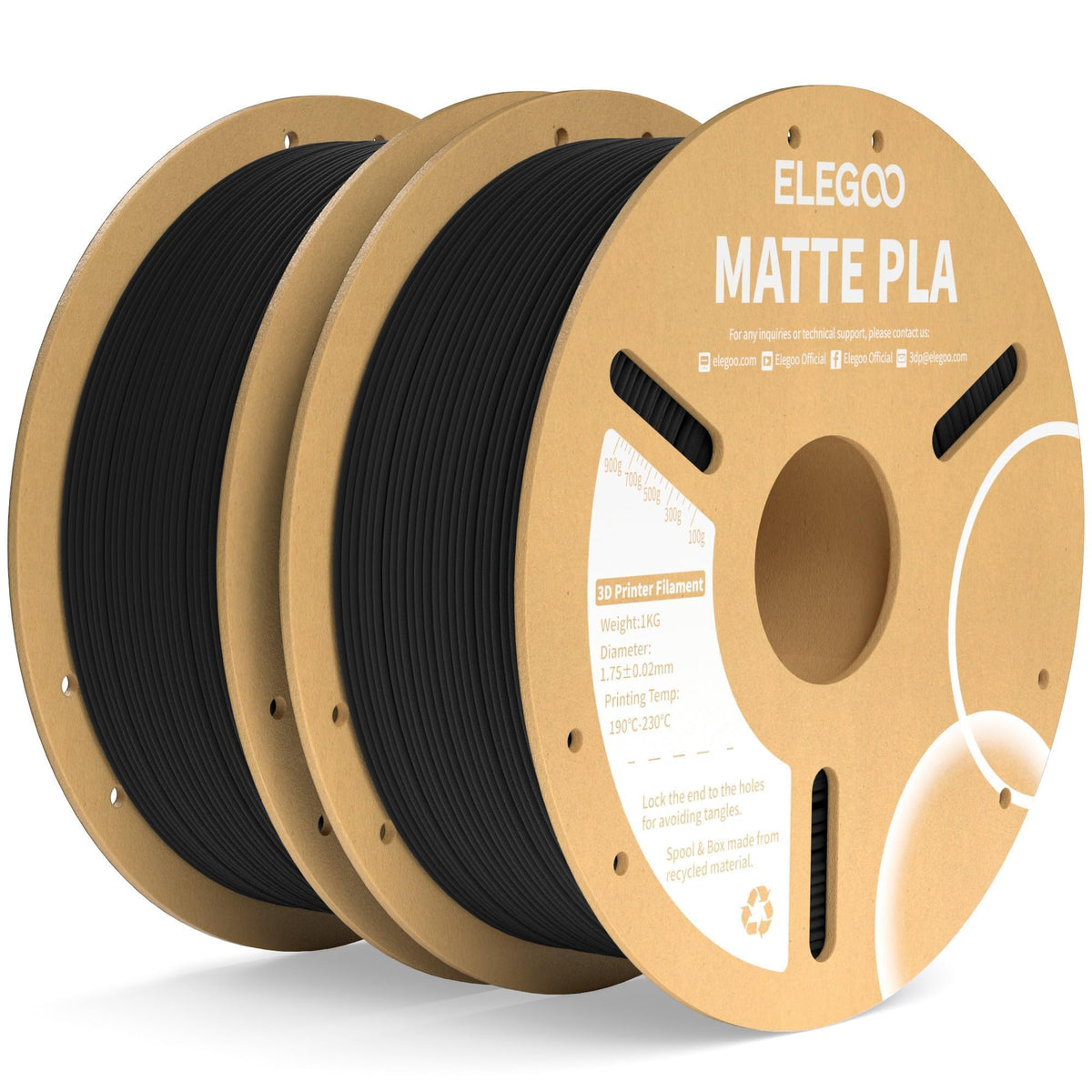 ELEGOO Matte PLA 3D Printer Filament Bundle 1.75mm, 8 Colors 250g Spool Dimensional Accuracy +/- 0.02mm, 8 Pack Multicolors Fits for Most FDM 3D Printers
